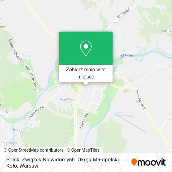 Mapa Polski Związek Niewidomych. Okręg Małopolski. Koło