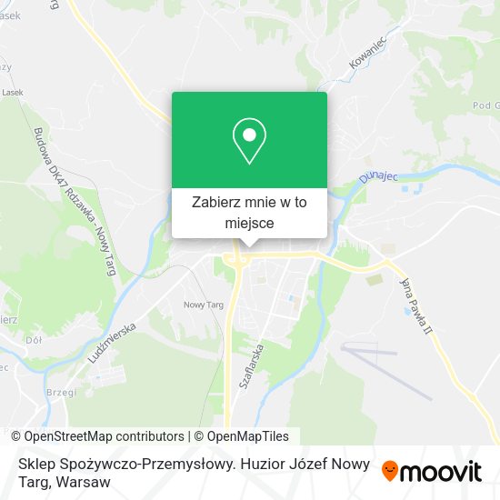 Mapa Sklep Spożywczo-Przemysłowy. Huzior Józef Nowy Targ