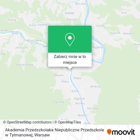 Mapa Akademia Przedszkolaka Niepubliczne Przedszkole w Tylmanowej