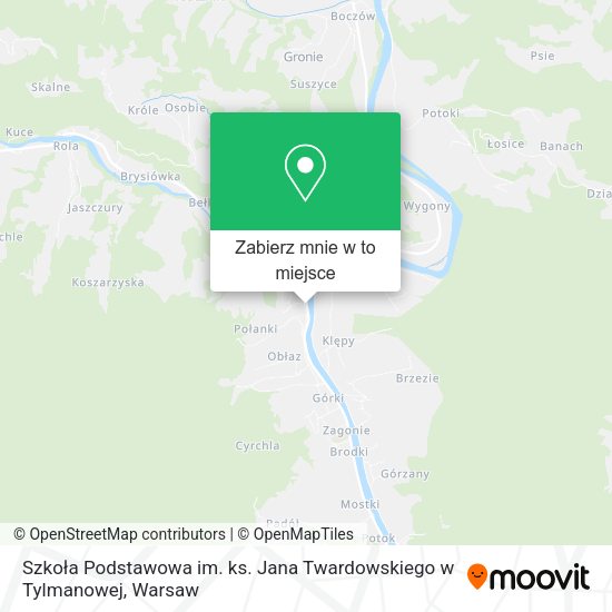 Mapa Szkoła Podstawowa im. ks. Jana Twardowskiego w Tylmanowej