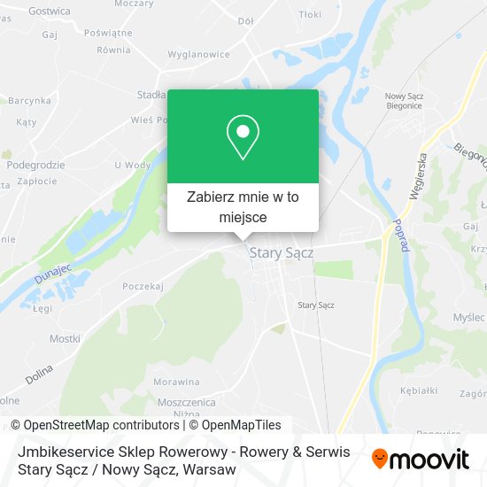 Mapa Jmbikeservice Sklep Rowerowy - Rowery & Serwis Stary Sącz / Nowy Sącz