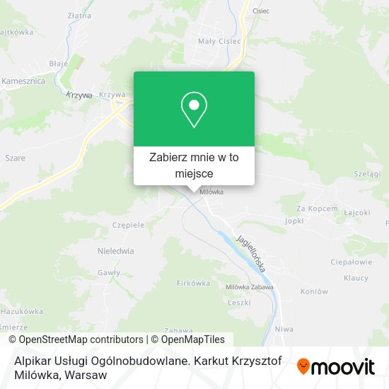 Mapa Alpikar Usługi Ogólnobudowlane. Karkut Krzysztof Milówka