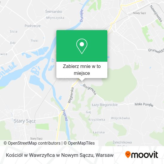 Mapa Kościół w Wawrzyñca w Nowym Sączu