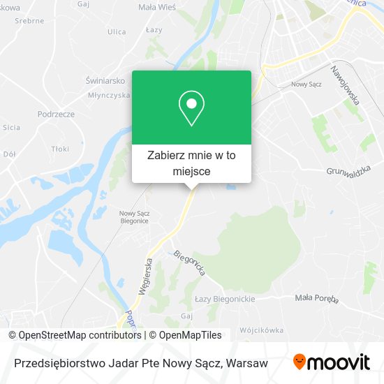 Mapa Przedsiębiorstwo Jadar Pte Nowy Sącz