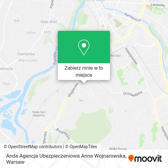 Mapa Anda Agencja Ubezpieczeniowa Anna Wojnarowska