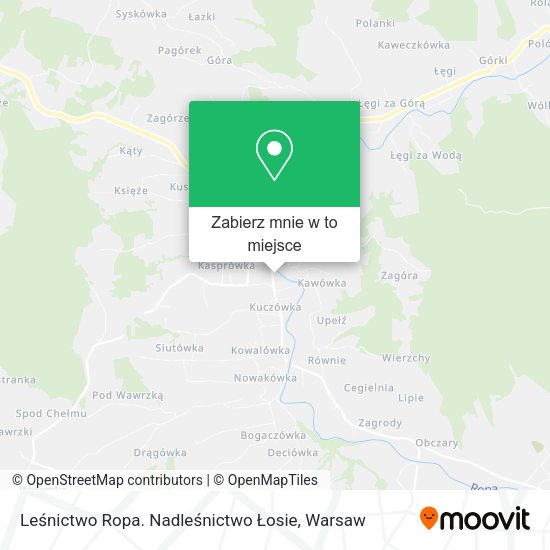 Mapa Leśnictwo Ropa. Nadleśnictwo Łosie