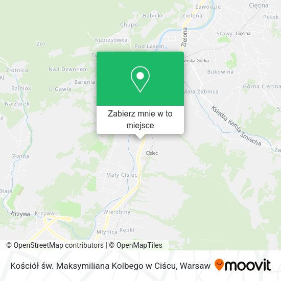 Mapa Kościół św. Maksymiliana Kolbego w Ciścu