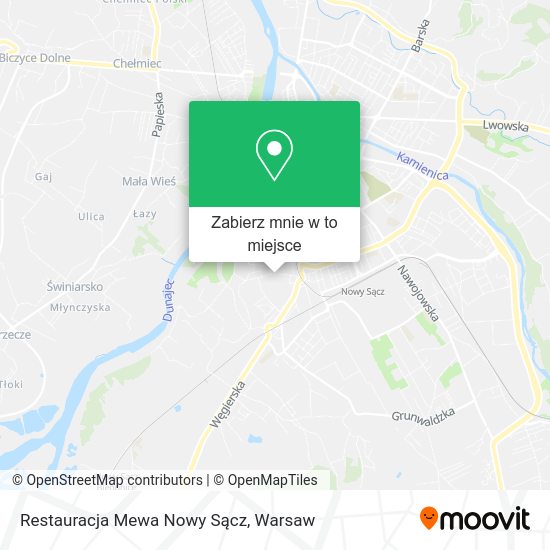 Mapa Restauracja Mewa Nowy Sącz