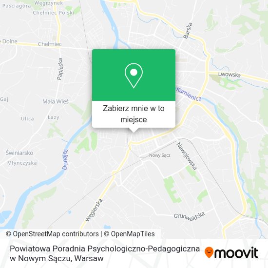 Mapa Powiatowa Poradnia Psychologiczno-Pedagogiczna w Nowym Sączu