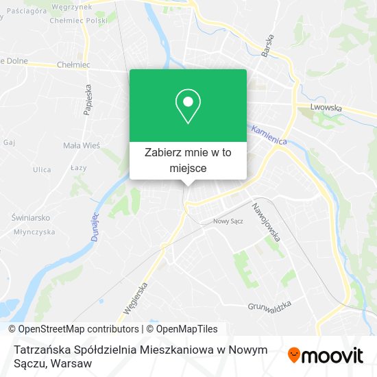 Mapa Tatrzańska Spółdzielnia Mieszkaniowa w Nowym Sączu