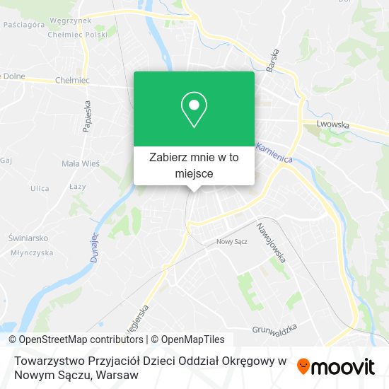 Mapa Towarzystwo Przyjaciół Dzieci Oddział Okręgowy w Nowym Sączu