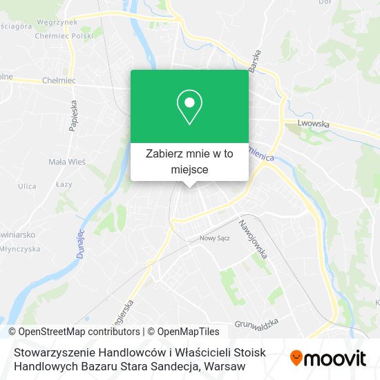 Mapa Stowarzyszenie Handlowców i Właścicieli Stoisk Handlowych Bazaru Stara Sandecja