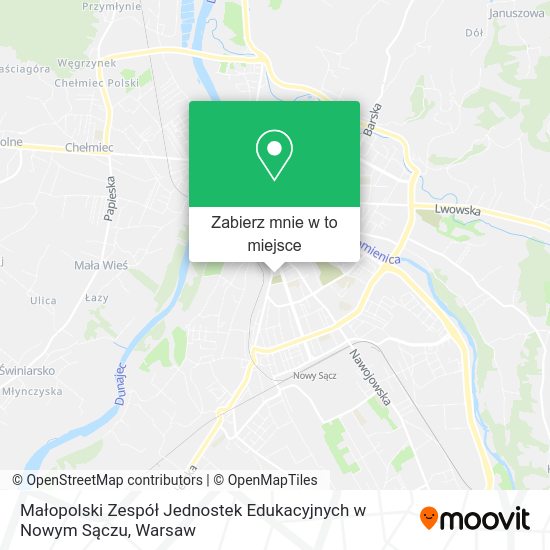 Mapa Małopolski Zespół Jednostek Edukacyjnych w Nowym Sączu