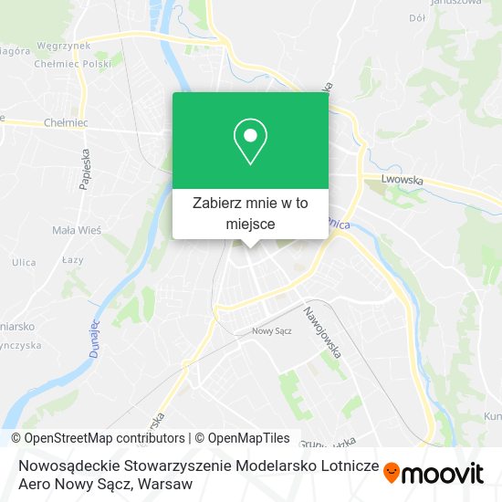 Mapa Nowosądeckie Stowarzyszenie Modelarsko Lotnicze Aero Nowy Sącz