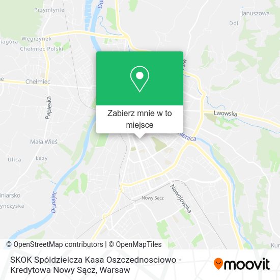 Mapa SKOK Spóldzielcza Kasa Oszczednosciowo - Kredytowa Nowy Sącz