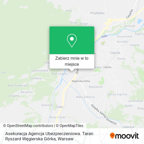 Mapa Asekuracja Agencja Ubezpieczeniowa. Taran Ryszard Węgierska Górka