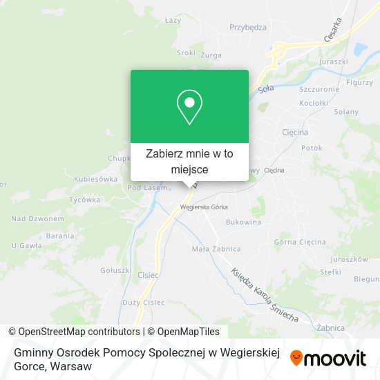 Mapa Gminny Osrodek Pomocy Spolecznej w Wegierskiej Gorce