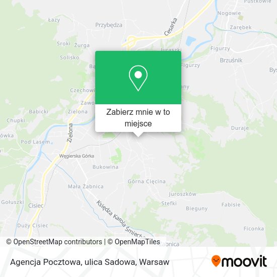 Mapa Agencja Pocztowa, ulica Sadowa