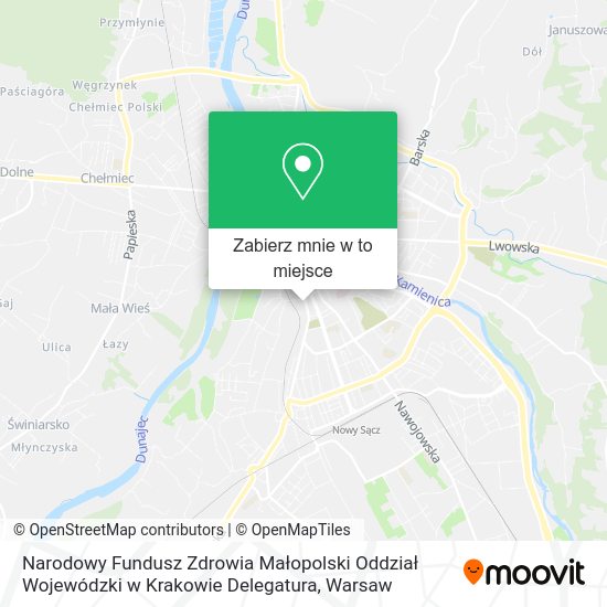 Mapa Narodowy Fundusz Zdrowia Małopolski Oddział Wojewódzki w Krakowie Delegatura