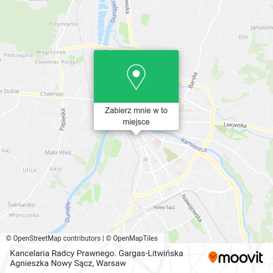 Mapa Kancelaria Radcy Prawnego. Gargas-Litwińska Agnieszka Nowy Sącz