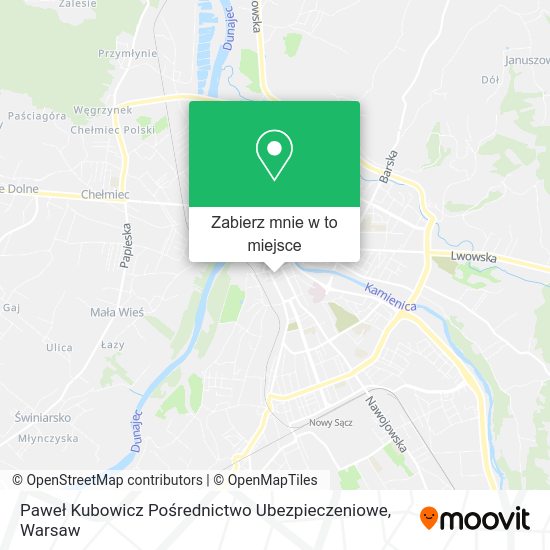 Mapa Paweł Kubowicz Pośrednictwo Ubezpieczeniowe