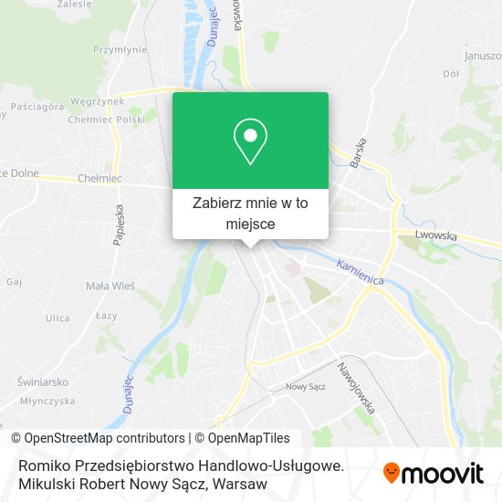 Mapa Romiko Przedsiębiorstwo Handlowo-Usługowe. Mikulski Robert Nowy Sącz