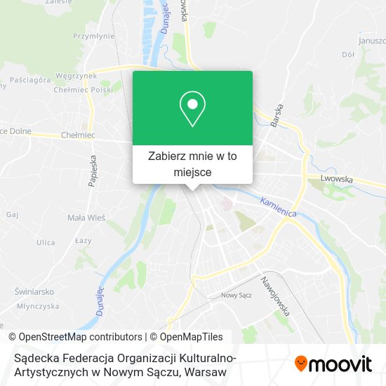 Mapa Sądecka Federacja Organizacji Kulturalno-Artystycznych w Nowym Sączu