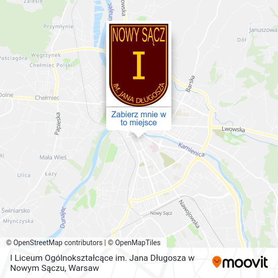 Mapa I Liceum Ogólnokształcące im. Jana Długosza w Nowym Sączu