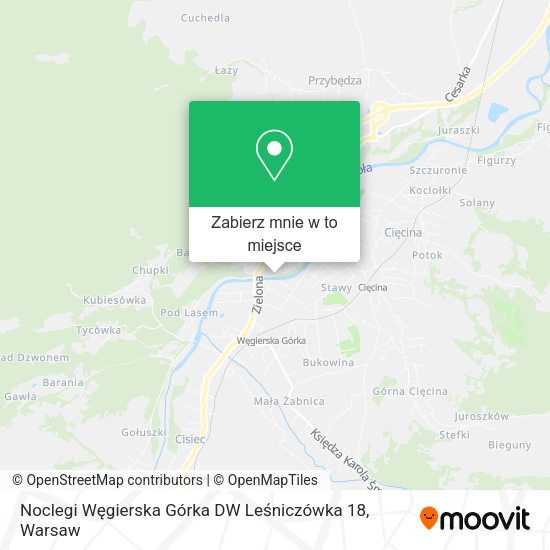 Mapa Noclegi Węgierska Górka DW Leśniczówka 18