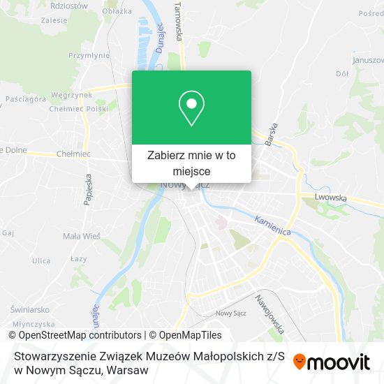 Mapa Stowarzyszenie Związek Muzeów Małopolskich z / S w Nowym Sączu