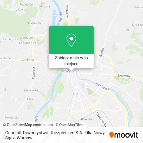 Mapa Generali Towarzystwo Ubezpieczeń S.A. Filia Nowy Sącz