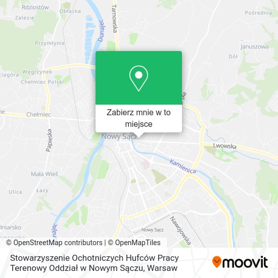 Mapa Stowarzyszenie Ochotniczych Hufców Pracy Terenowy Oddział w Nowym Sączu