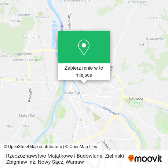 Mapa Rzeczoznawstwo Majątkowe i Budowlane. Zieliński Zbigniew inż. Nowy Sącz