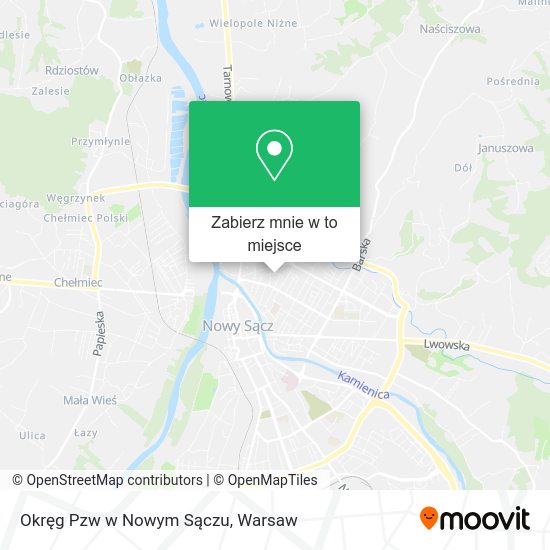 Mapa Okręg Pzw w Nowym Sączu