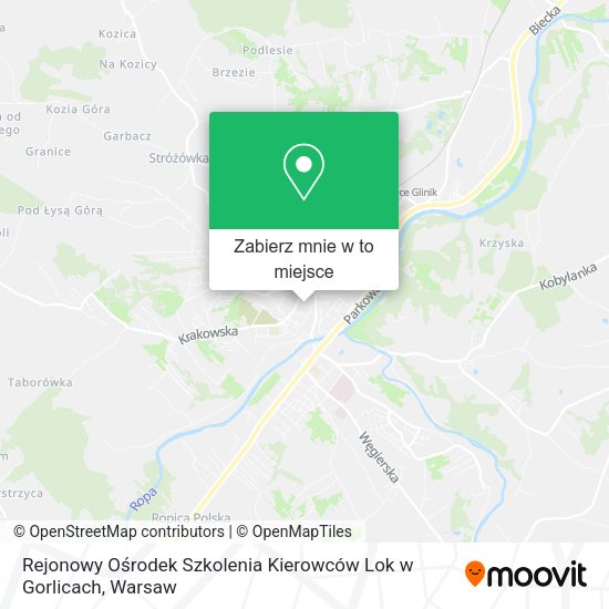 Mapa Rejonowy Ośrodek Szkolenia Kierowców Lok w Gorlicach