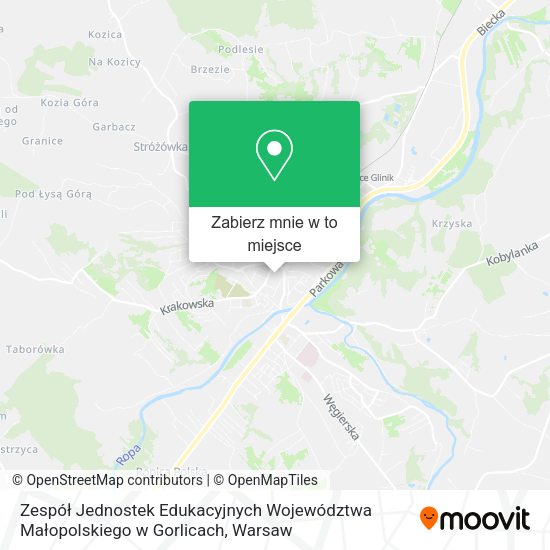 Mapa Zespół Jednostek Edukacyjnych Województwa Małopolskiego w Gorlicach