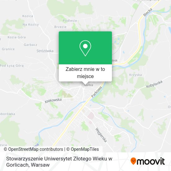 Mapa Stowarzyszenie Uniwersytet Złotego Wieku w Gorlicach