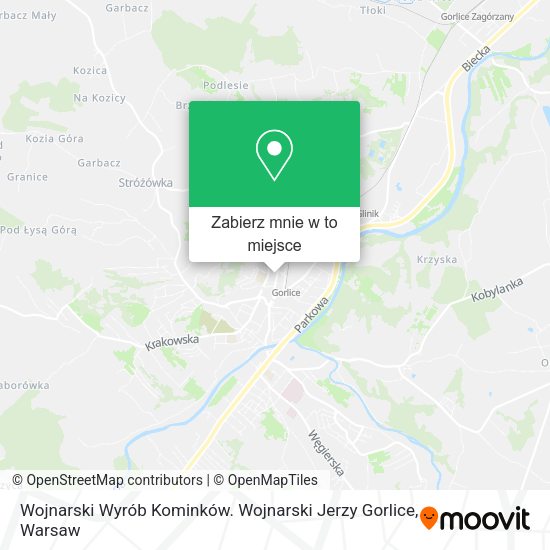 Mapa Wojnarski Wyrób Kominków. Wojnarski Jerzy Gorlice