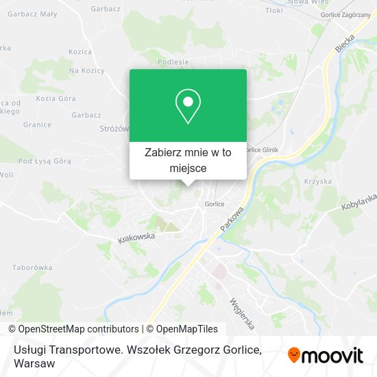 Mapa Usługi Transportowe. Wszołek Grzegorz Gorlice