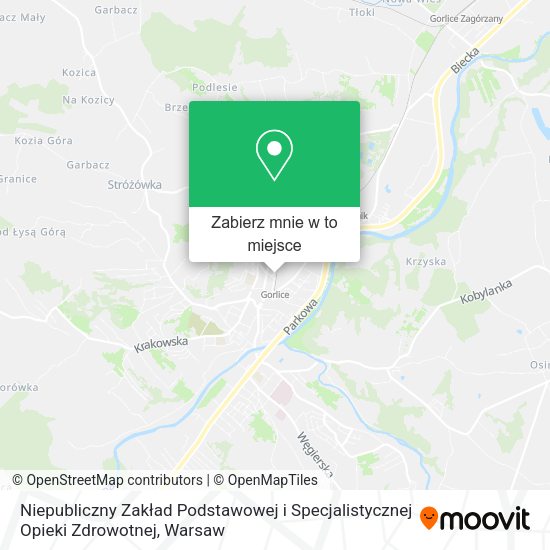 Mapa Niepubliczny Zakład Podstawowej i Specjalistycznej Opieki Zdrowotnej