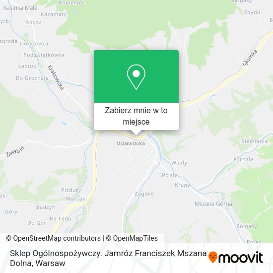 Mapa Sklep Ogólnospożywczy. Jamróz Franciszek Mszana Dolna