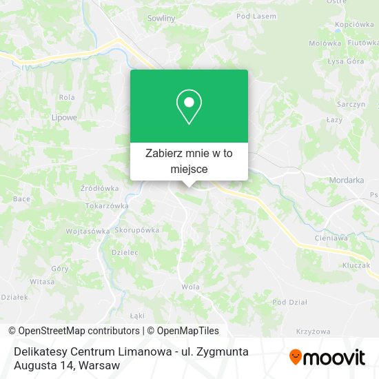 Mapa Delikatesy Centrum Limanowa - ul. Zygmunta Augusta 14