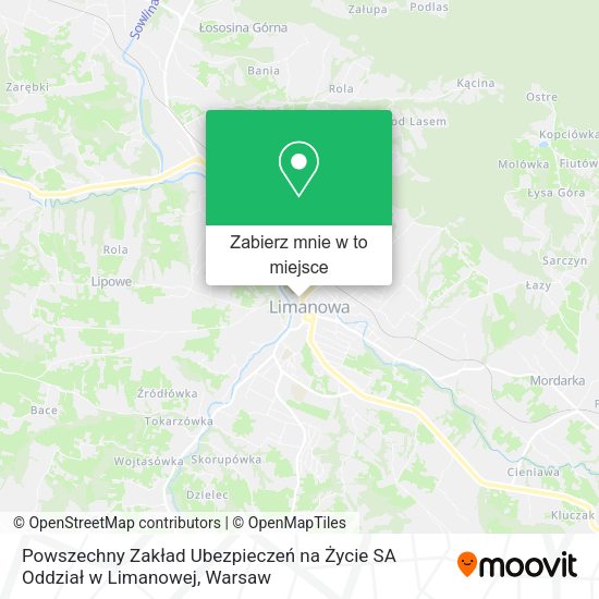 Mapa Powszechny Zakład Ubezpieczeń na Życie SA Oddział w Limanowej