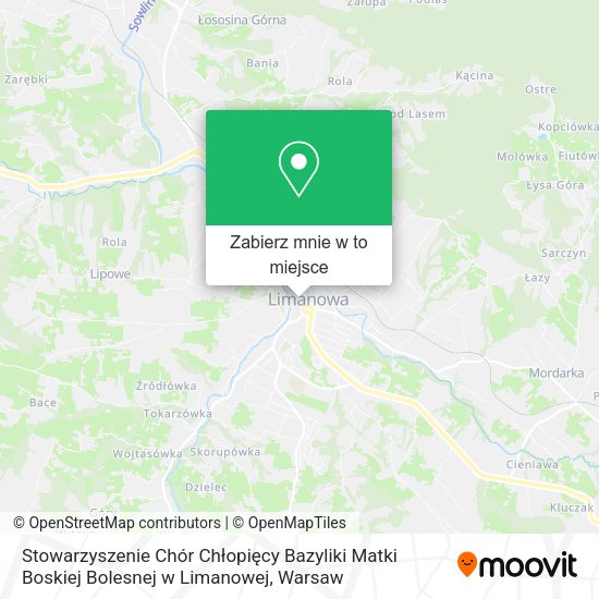 Mapa Stowarzyszenie Chór Chłopięcy Bazyliki Matki Boskiej Bolesnej w Limanowej