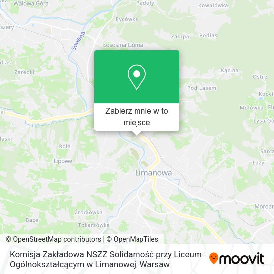 Mapa Komisja Zakładowa NSZZ Solidarność przy Liceum Ogólnokształcącym w Limanowej