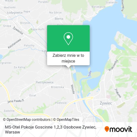 Mapa MS-Otel Pokoje Goscinne 1,2,3 Osobowe Zywiec