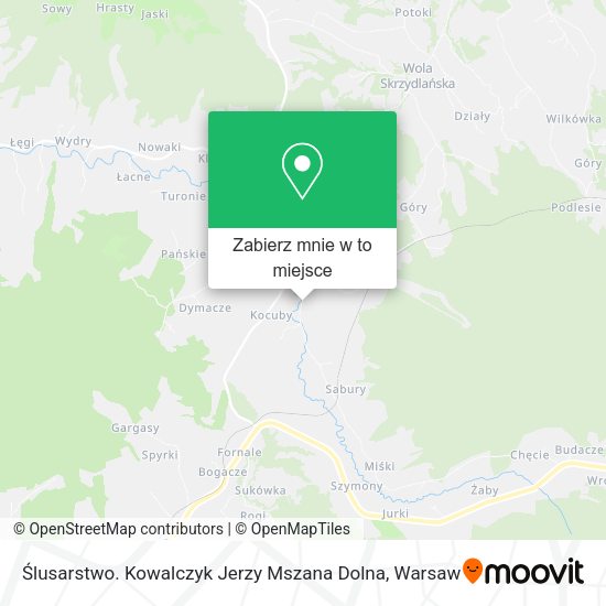 Mapa Ślusarstwo. Kowalczyk Jerzy Mszana Dolna