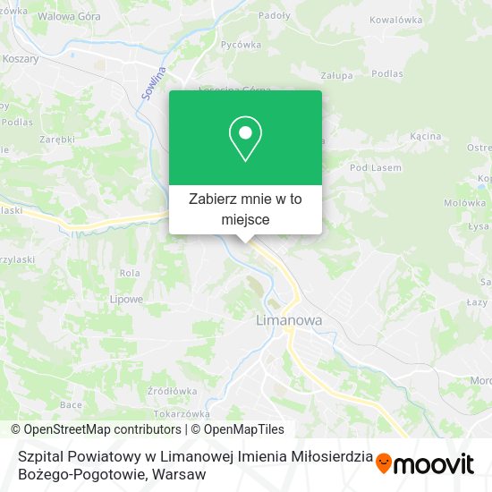 Mapa Szpital Powiatowy w Limanowej Imienia Miłosierdzia Bożego-Pogotowie