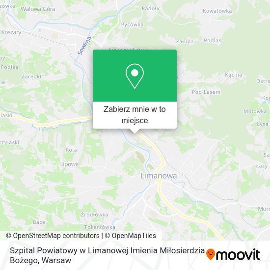 Mapa Szpital Powiatowy w Limanowej Imienia Miłosierdzia Bożego