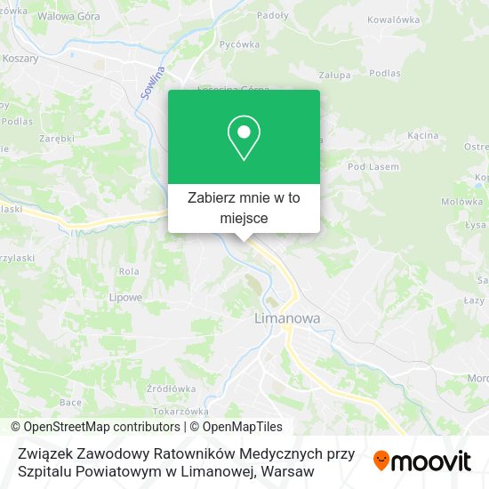 Mapa Związek Zawodowy Ratowników Medycznych przy Szpitalu Powiatowym w Limanowej